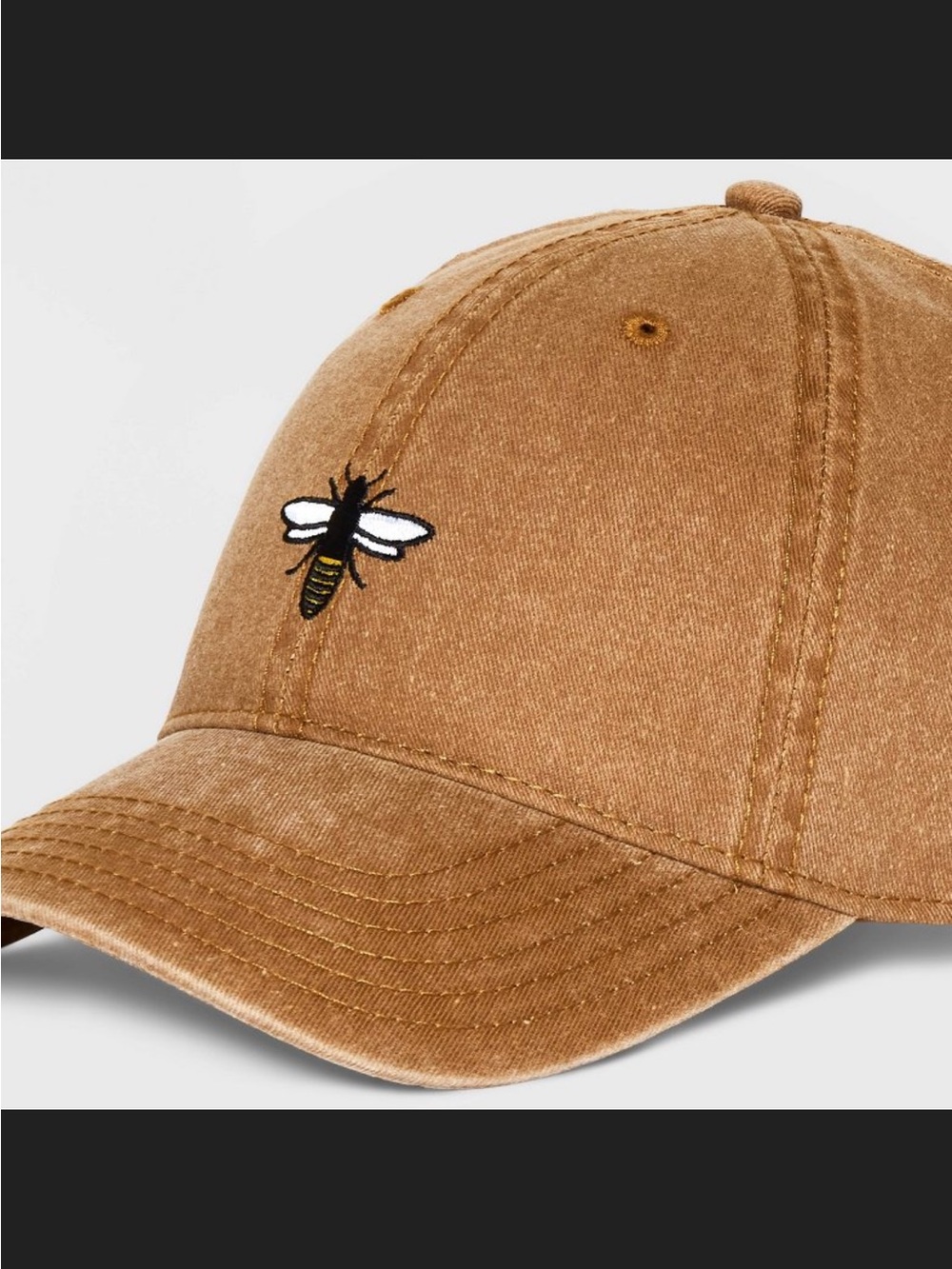 Women’s Tan Bee Embroidered Baseball Cap - Mighty Fine - Picture 4 of 4